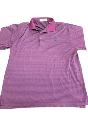 Fairway & Greene Purple Striped Polo with Contrast Collar Size Large